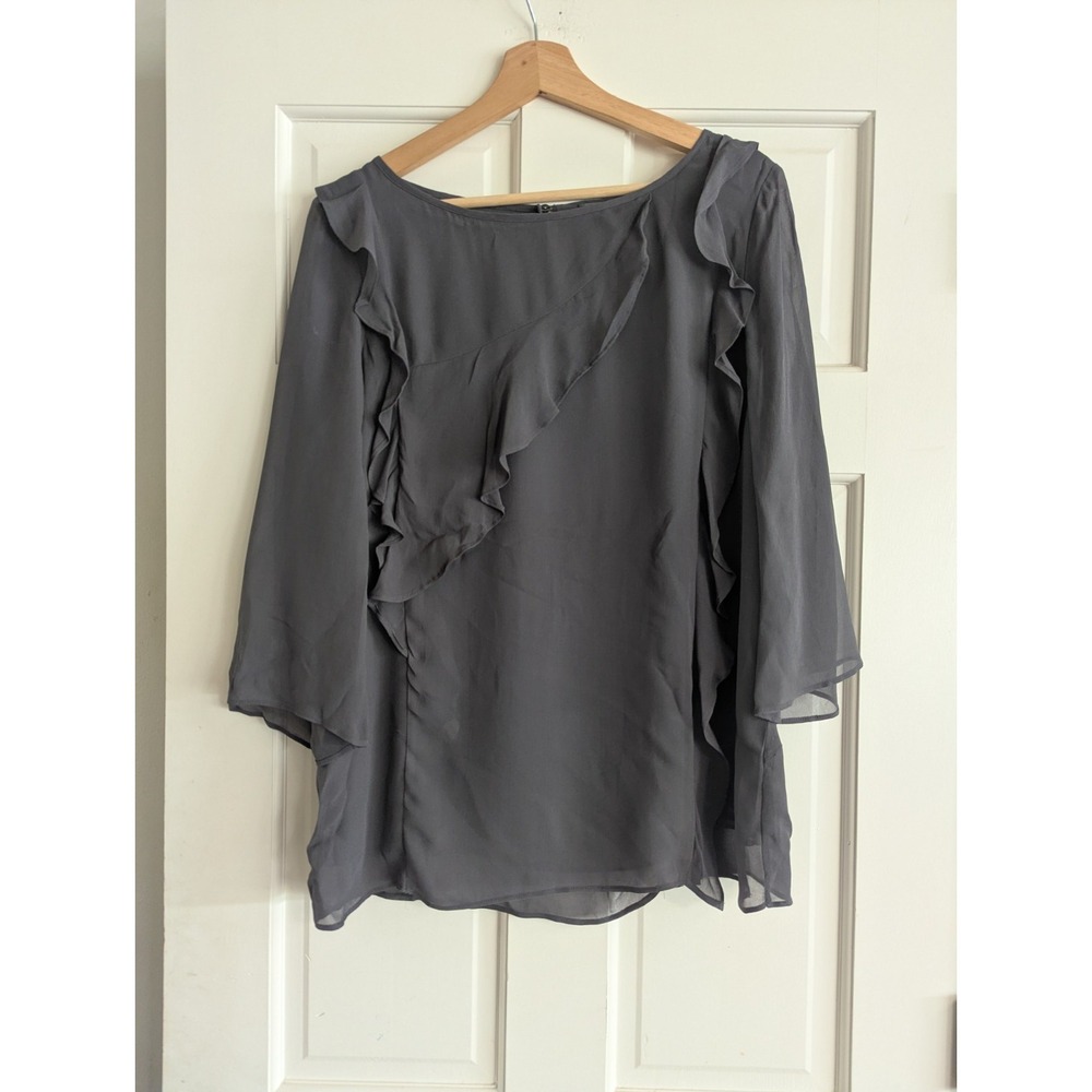 NEW Mint Velvet Chiffon Ruffle Shirt Top Bell Sleeves Blouse Size 10 L UK14 EU42